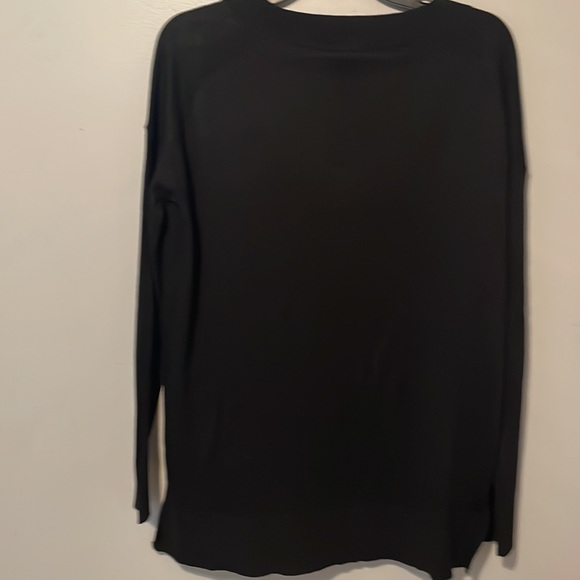 V-Neck Sweater with Side Slits - Picture 2 of 3